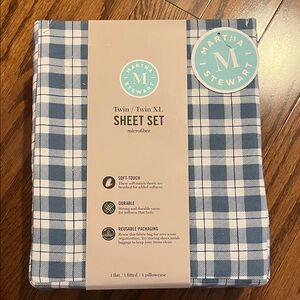 Martha Stewart Navy Checkered Twin Sheet Set